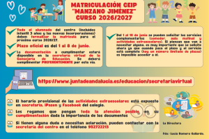 MATRICULACION CEIP MANZANO JIMENEZ CURSO 20262027