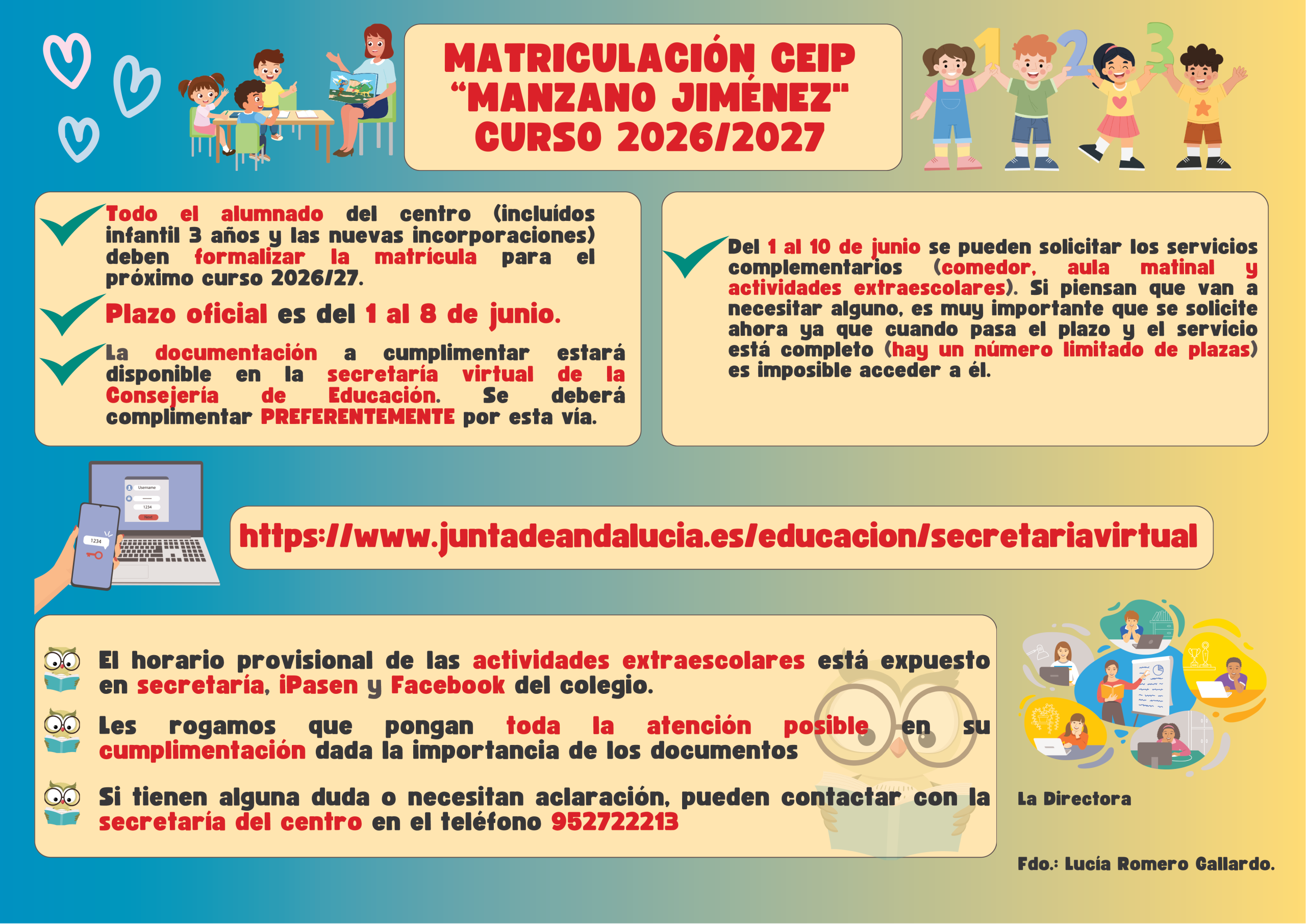 MATRICULACION CEIP MANZANO JIMENEZ CURSO 20262027